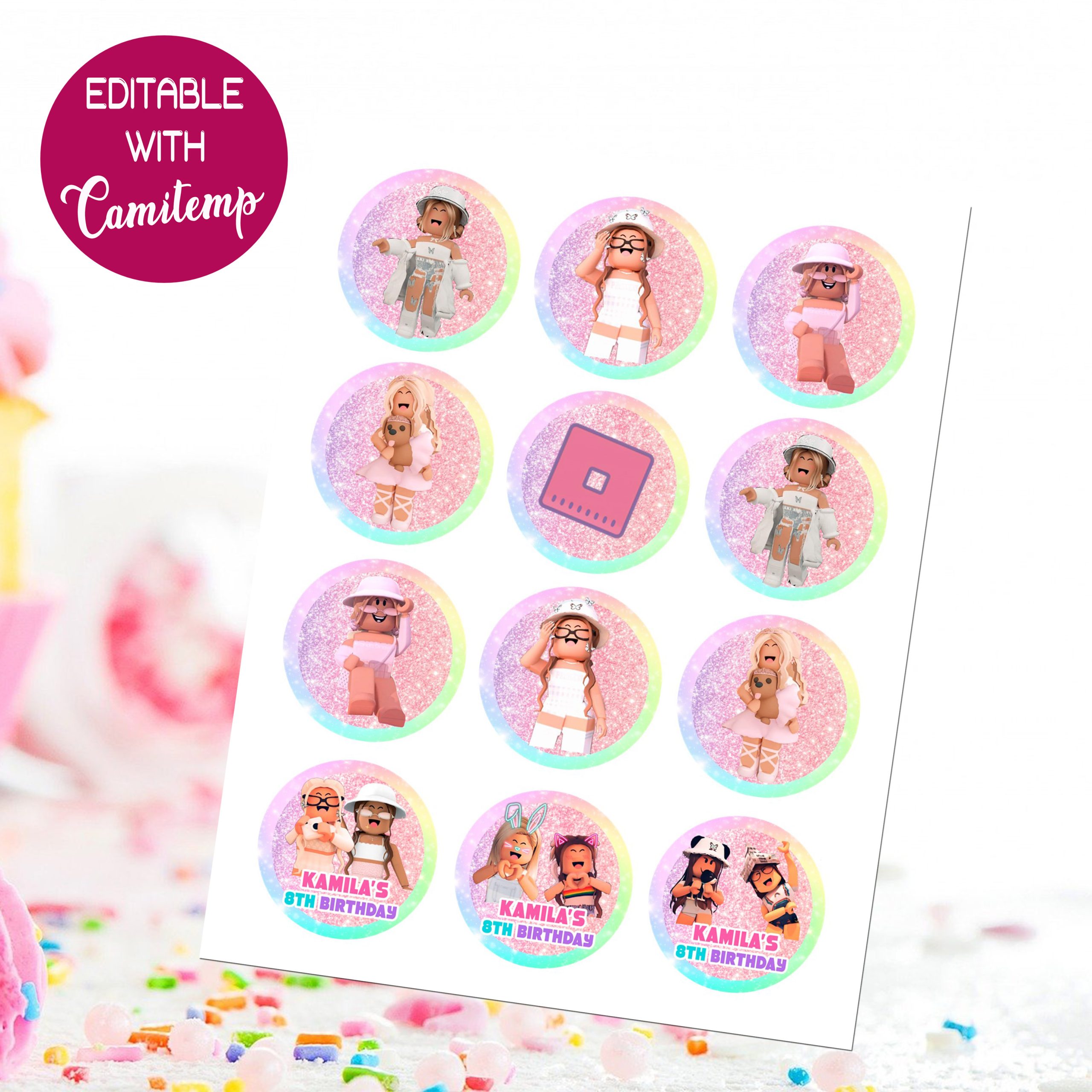 Printable Girls Roblox Cake Topper PNG - Instant Digital Download