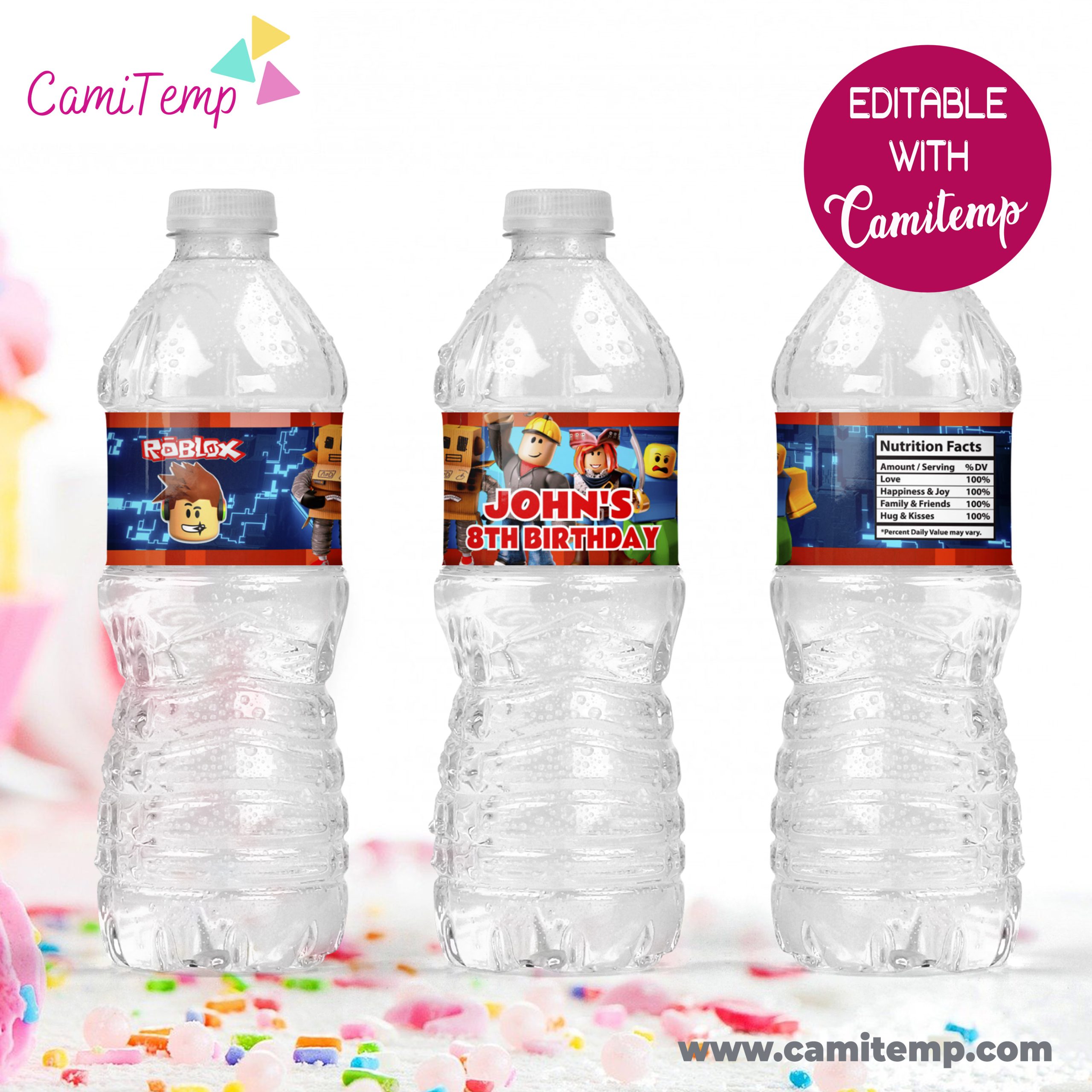 Roblox bottle label, Printable Birthday party, Digital print - Inspire  Uplift