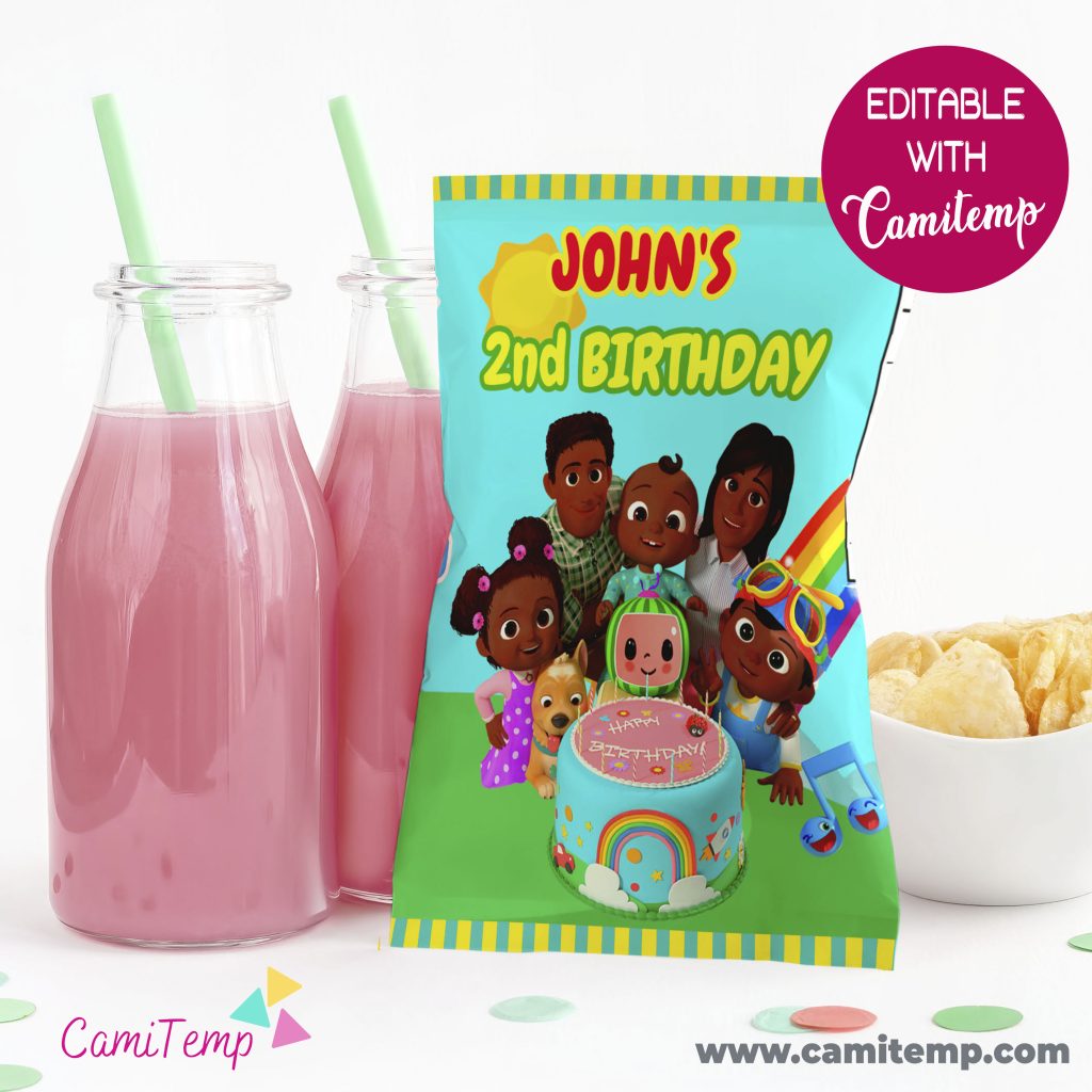 Printable African American Cocomelon Chip Bags Instant Download