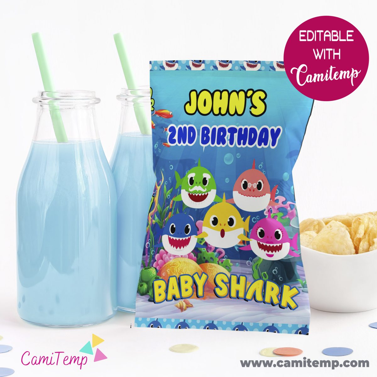 Printable Baby shark Chip Bags Instant Download
