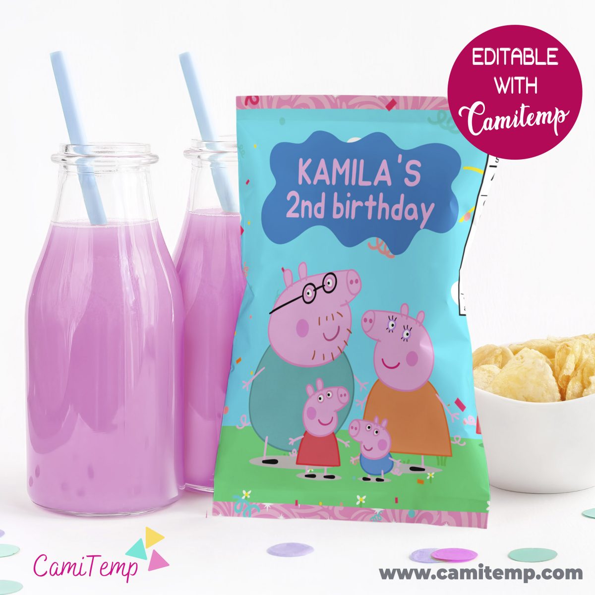 Printable Peppa Pig Chip Bags Instant Download