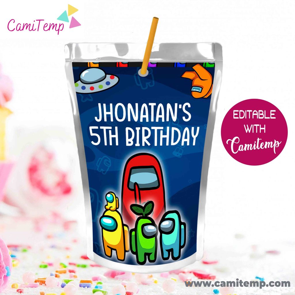 among us juice pouch labels