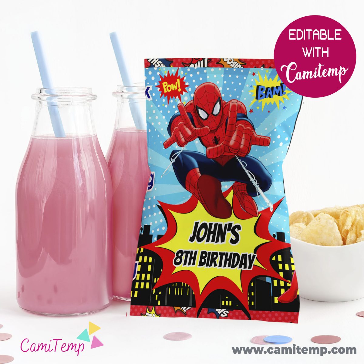 Printable Spiderman Chip Bags Instant Download