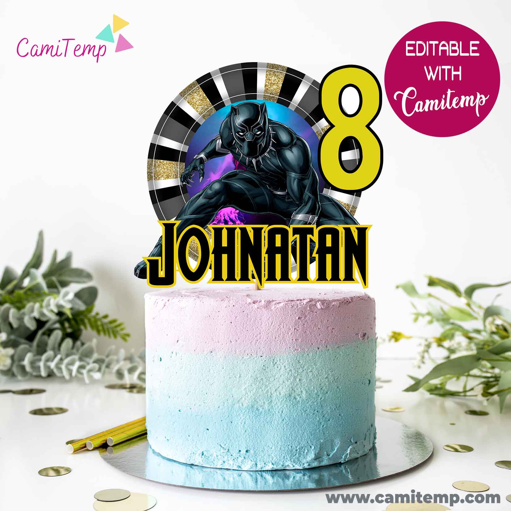 Black Panther - Edible Cake Topper, Cupcake Toppers, Strips – Edible Prints  On Cake (EPoC)