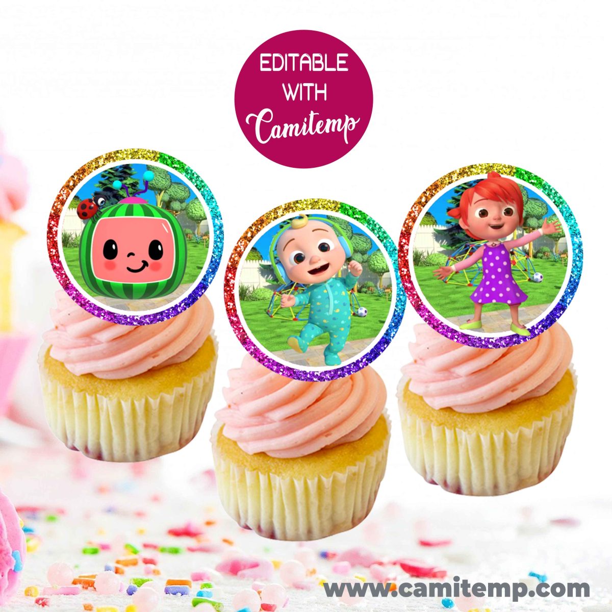 printable cocomelon cupcakes toppers