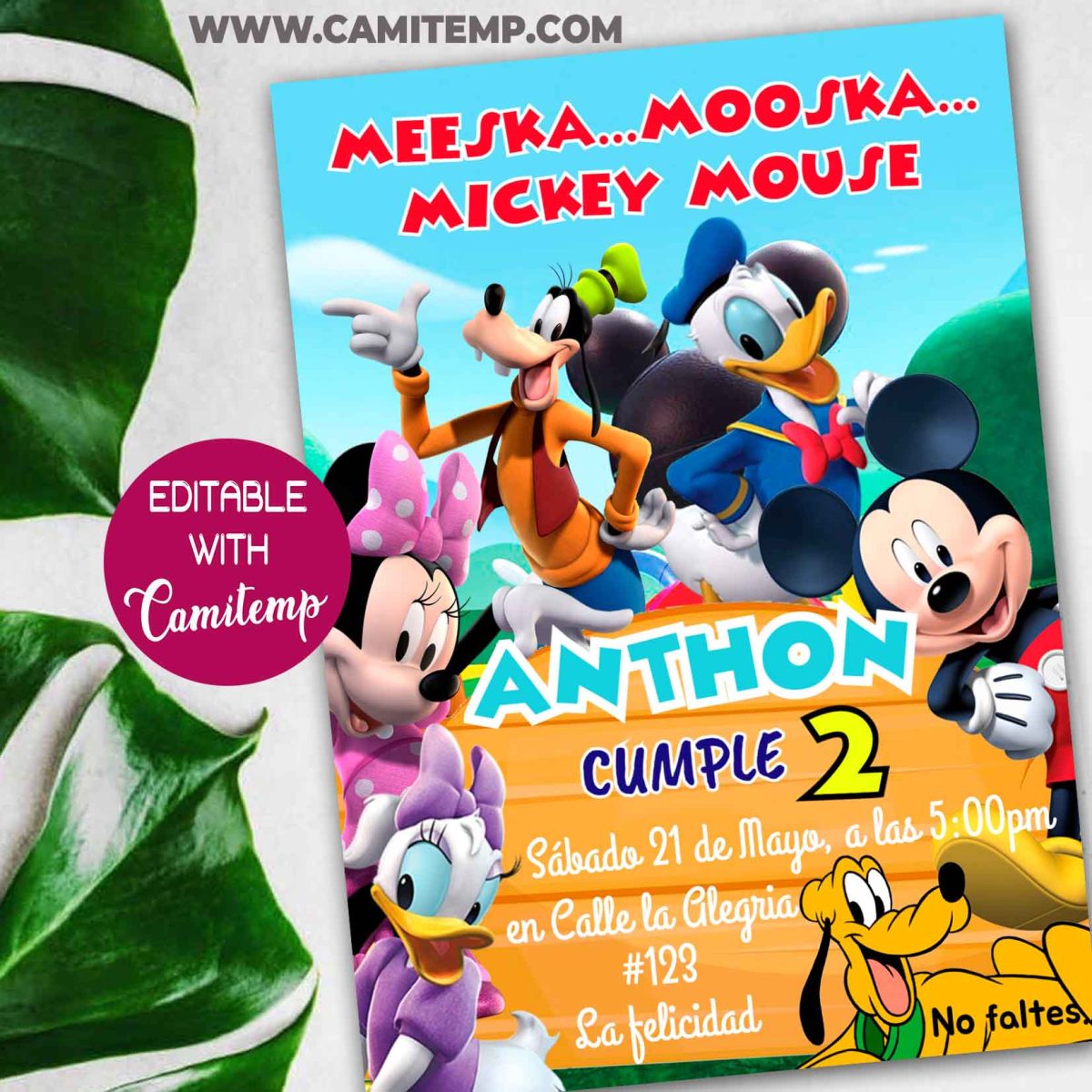 invitacion mickey mouse y sus amigos